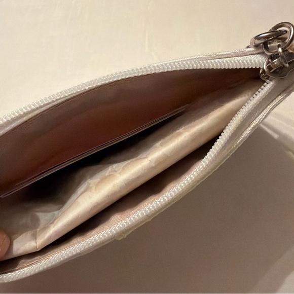 NWT Coach white canvas/leather and Tan Wristlet, matching accessories available